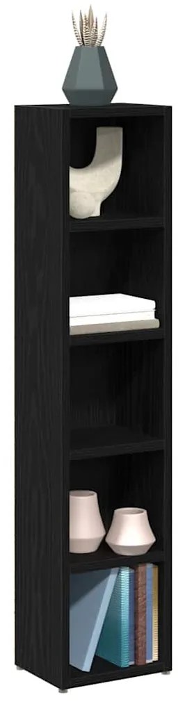 2 db fekete tölgy színű szerelt fa CD-szekrény 21x16x93,5 cm