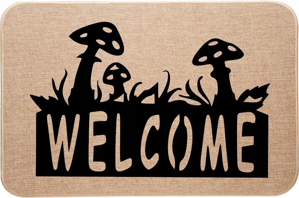 Lábtörlő Bemeneti Lenvászon Ajándék gombászoknak Welcome Hello