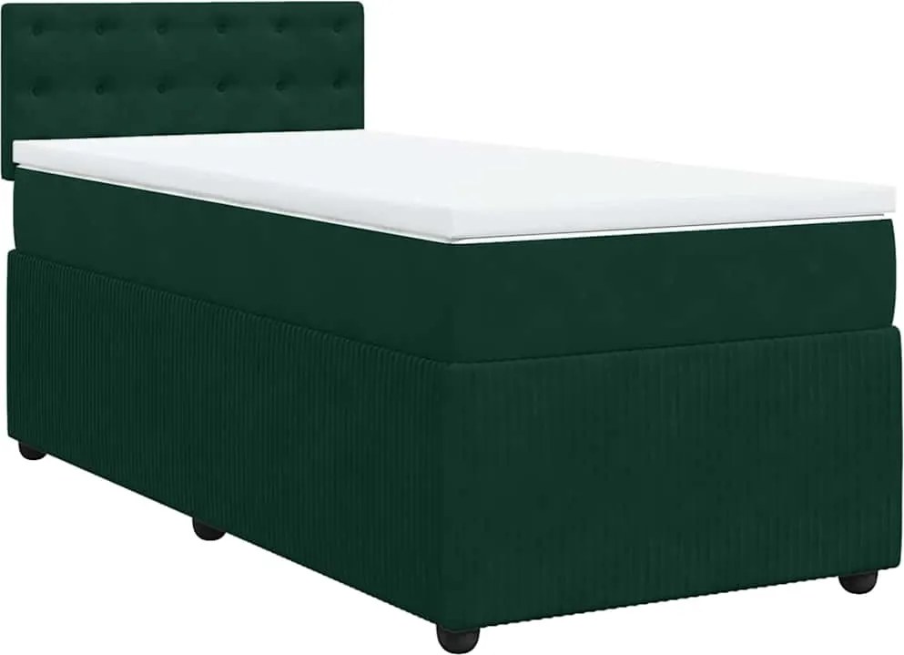 vidaXL sötétzöld bársony rugós ágy matraccal 80 x 200 cm