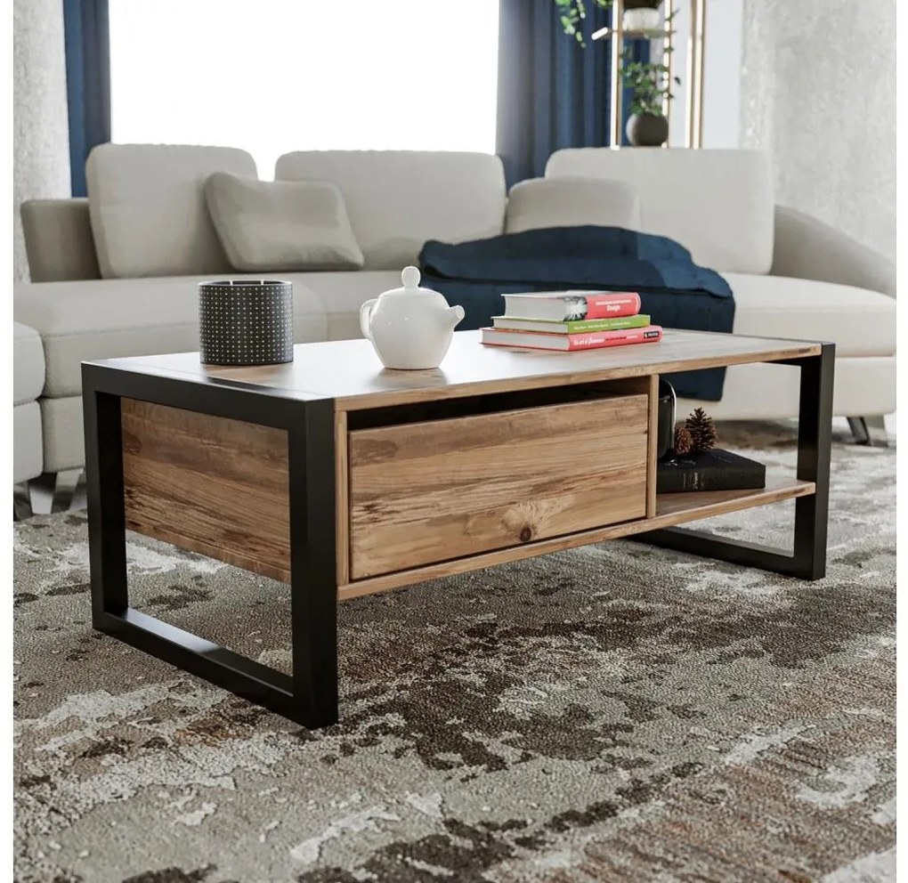 HALDIZEN konferenční stolek 55x105 cm černá/hnědá