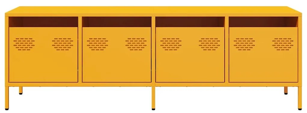 mustársárga hidegen hengerelt acél TV-szekrény 135x39x43,5 cm