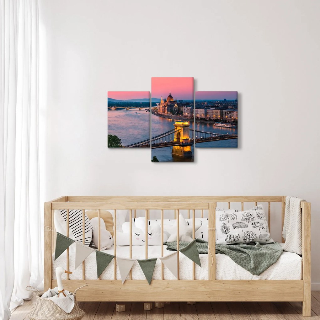Kép - panoráma a városra, Budapest, Magyarország (90x60 cm)