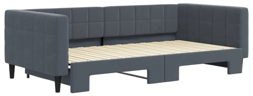 sötétszürke kihúzható bársony heverő 100 x 200 cm