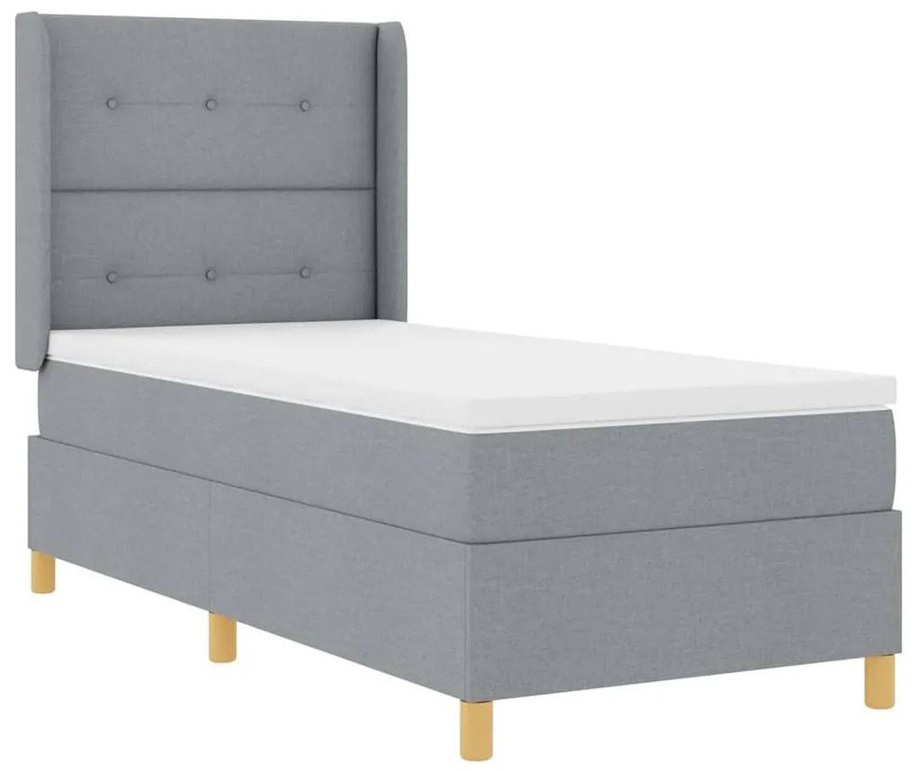 Box Spring ágy matracmal Világosszürke 100 x 200 cm szövet