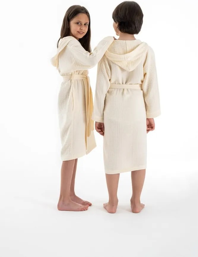 Krémszínű muszlin gyerek fürdőköpeny 9-10 év Muslin – Foutastic