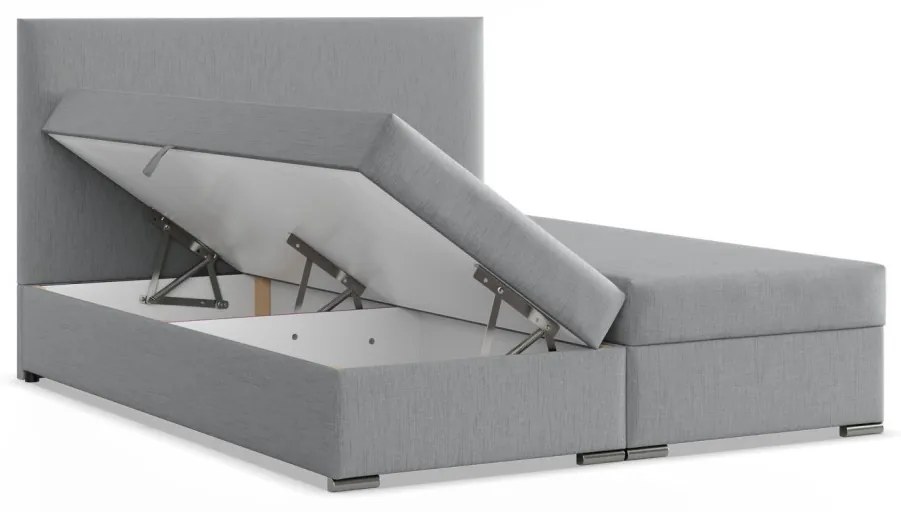 Agen ágy, szövet, 140 x 200, ágyneműtartóval, szürke