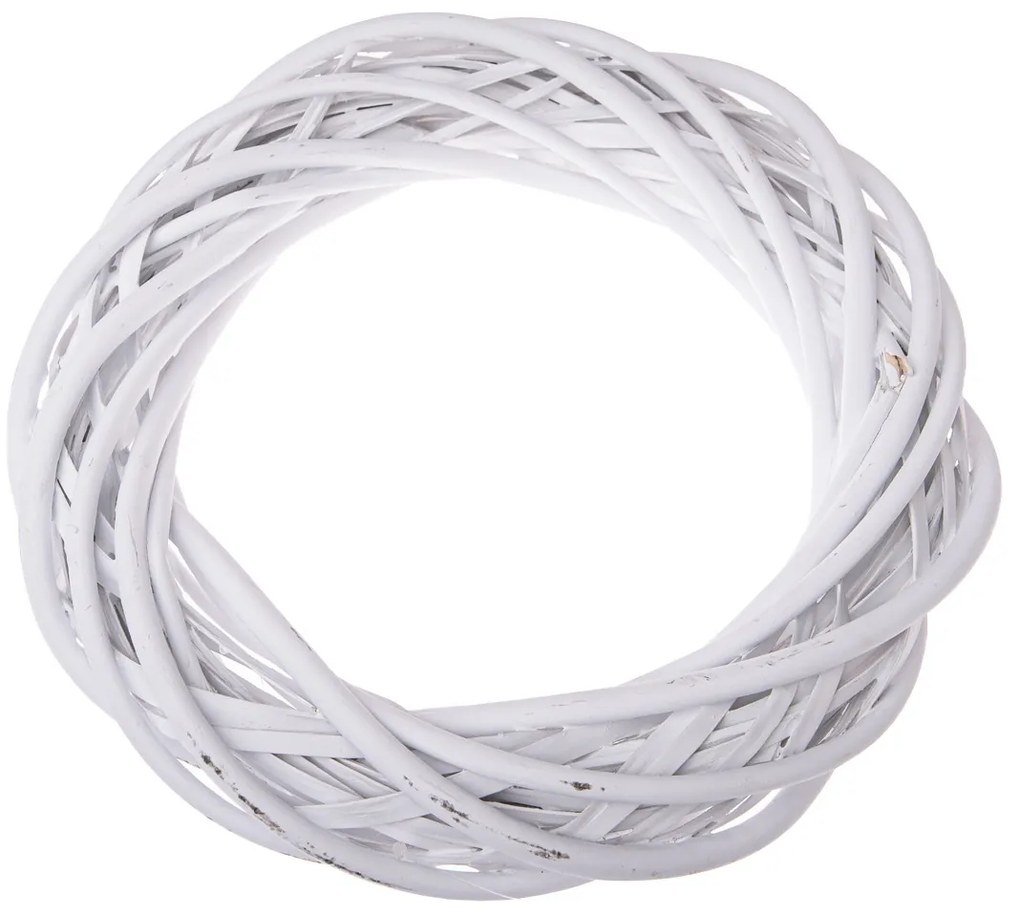 Elemetary fehér fonott koszorú, átmérő 30 cm