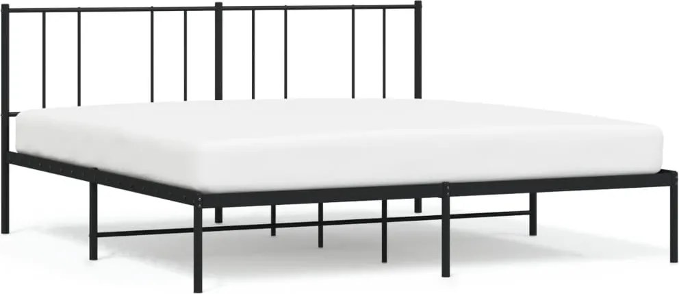 vidaXL fekete fém ágykeret fejtámlával 180 x 200 cm