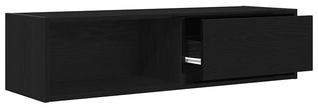 2 db fekete tölgy színű szerelt fa TV-szekrény 100x31x25,5cm
