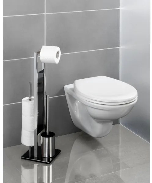 WENKO 22983100 - RIVALTA WC-kefe 18x70 cm rozsdamentes acél/ezüst/fekete