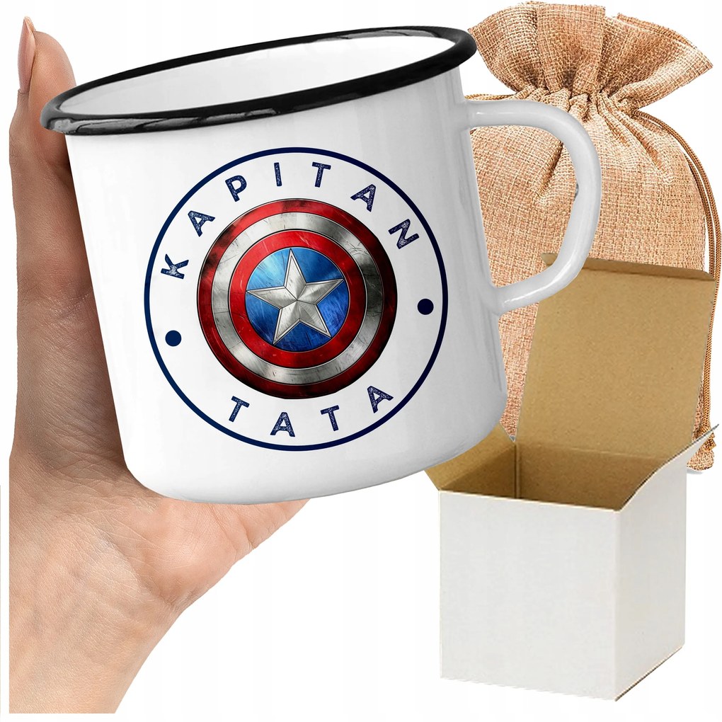 Bögre_zománcozott Nyomott Mintás Kapitány Apa Szuperhős Szuper Kávés Bögre