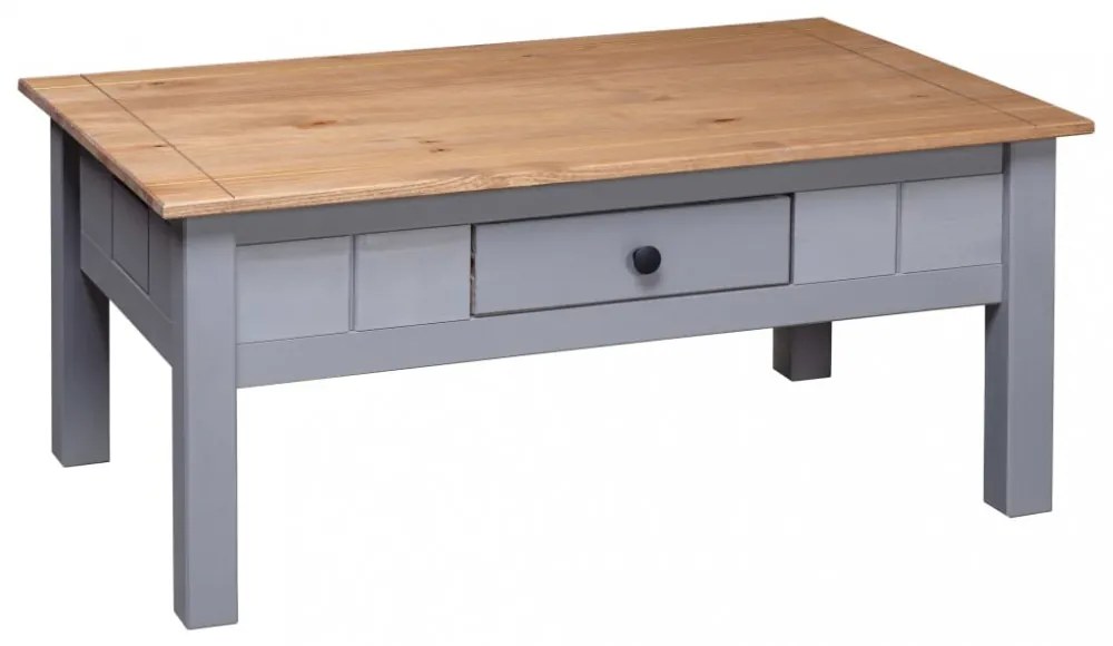 vidaXL szürke tömör fenyőfa panama dohányzóasztal 100 x 60 x 43,5 cm