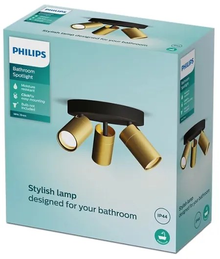 Philips - Fürdőszobai spotlámpa IDRIS 3xGU10/5W/230V IP44 fekete/arany