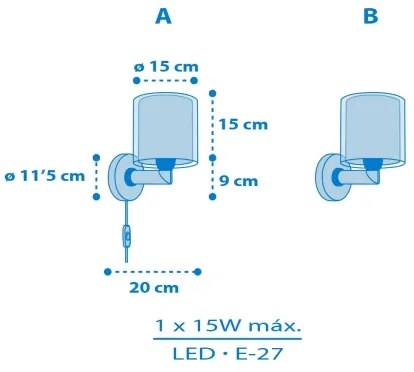 Dalber 41579T - Gyerek fali lámpa BABY TEDDY 1xE27/15W/230V kék