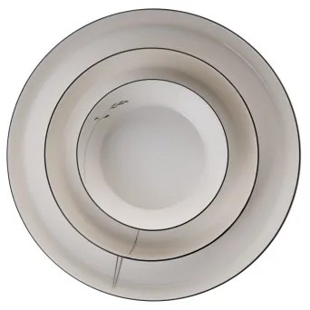 27 darabos étkészlet, fehér/fekete/porcelán