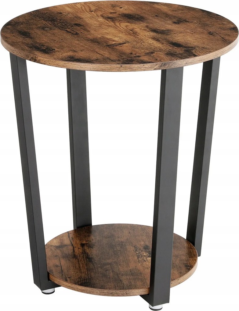 Dohányzóasztal Oldalsó Kerek Stílus Loft Ipari Fekete Fém ⌀ 50 cm