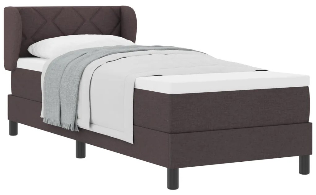 Boksz Rugós Ágy Matrac Kávébarna 80x200 cm Szövet