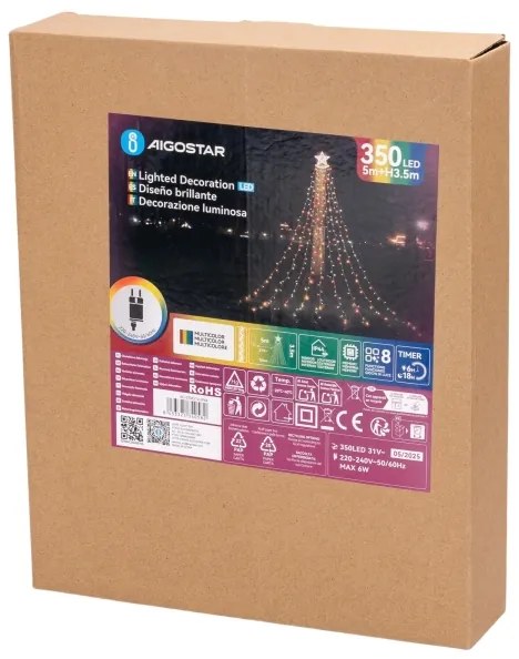 Aigostar - LED RGBY Kültéri karácsonyi fényfüzér 350xLED/6W/230V 3,5m IP44