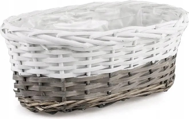Fehér-szürke Ovális Fonott Kosár 32x19x12 cm HL01886.4.2