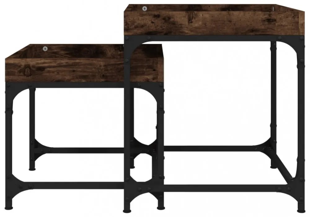 2 db füstös tölgy színű szerelt fa kisasztal