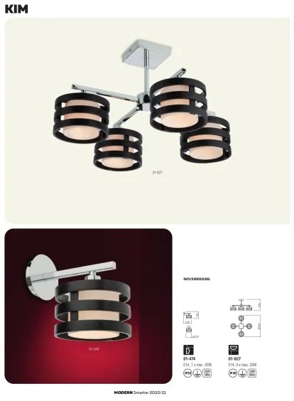 Redo 01-627 - KIM rúdra szerelt csillár 4xE14/28W/230V fényes króm/fekete