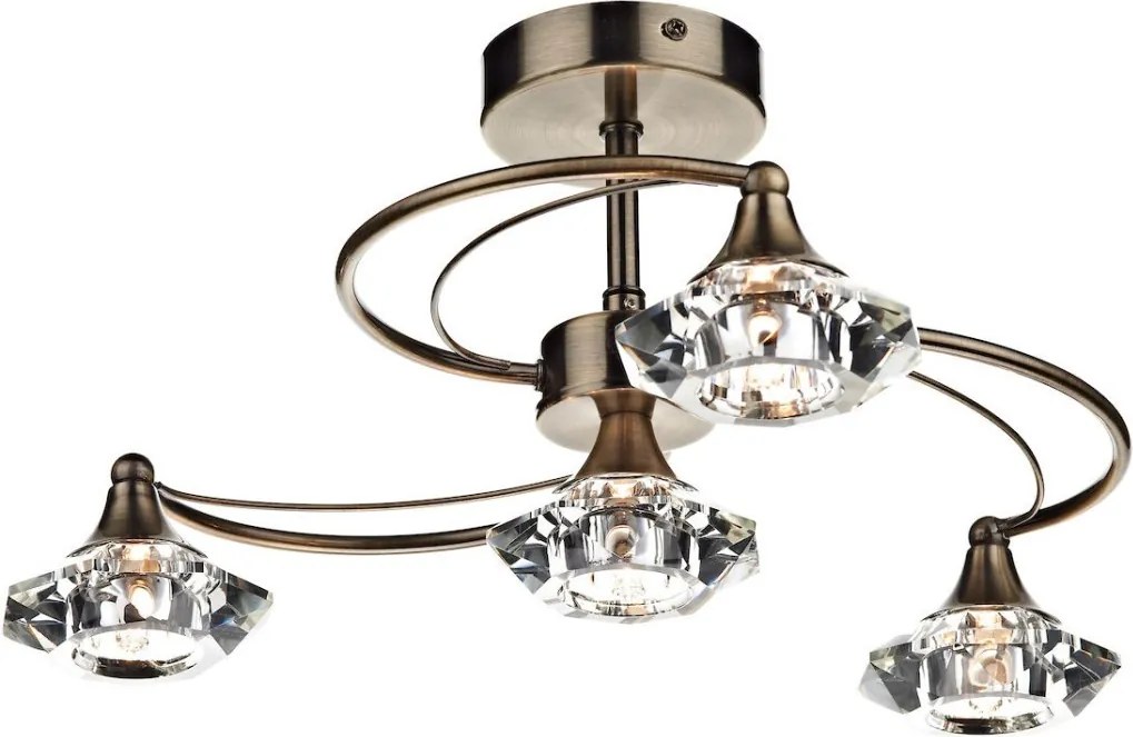 DAR LIGHTING LUT0475 LUTHER Kristály Mennyezeti Lámpa Antik Sárgaréz G9 IP20