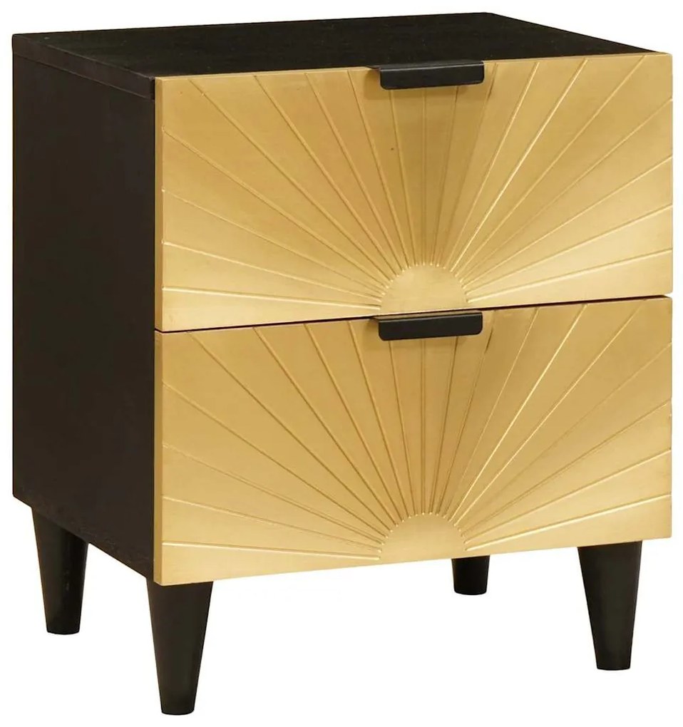 Éjjeli asztal fiókkal 2 pcs Fekete és Arany 40 x 33.5 x 46 cm