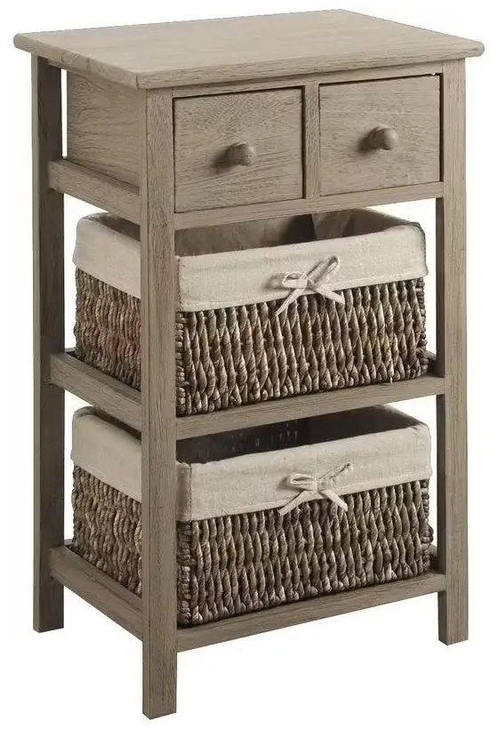 Fiókos kisszekrény fonott tároló kosárral