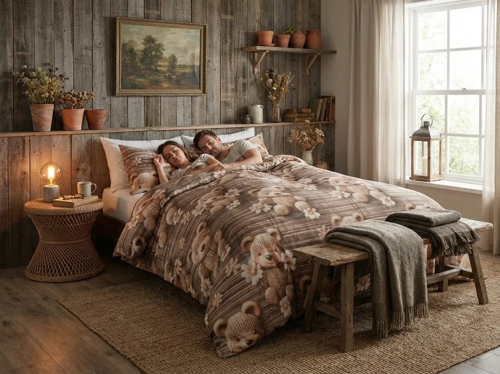 Mikroszálas ágyneműhuzat SPRING BEAR barna Ágyneműhuzat mérete: 70 x 80 cm | 140 x 200 cm