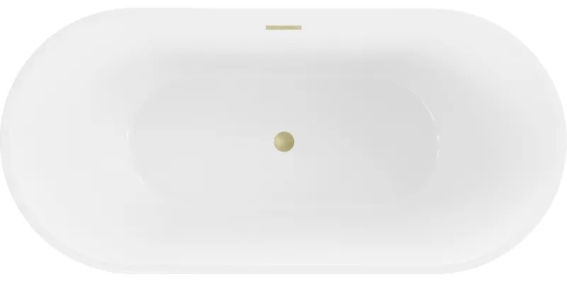Mexen Luna, szabadon álló kád 170 x 80 cm, fehér-fekete, arany matt túlfolyó, 52031708075-55
