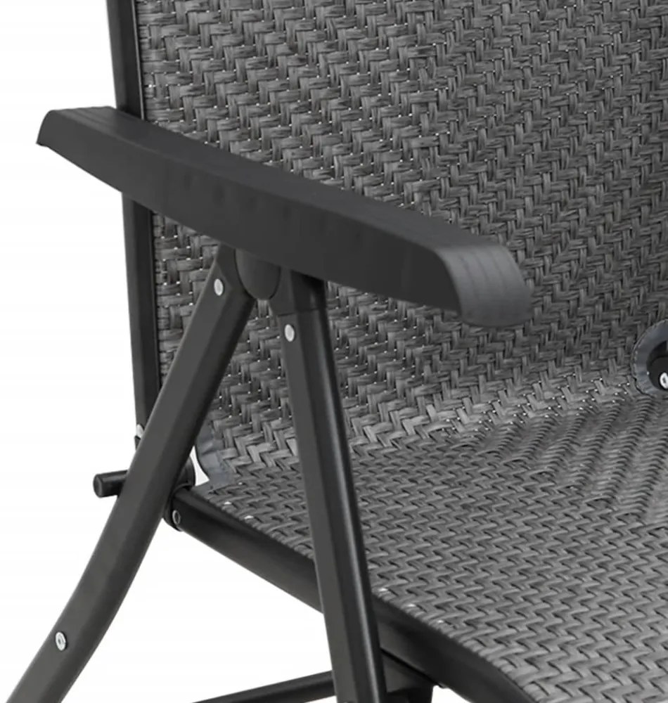 2 db szürke polyrattan összecsukható kerti szék