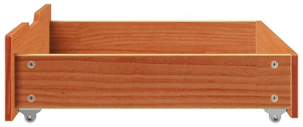 2 db viaszbarna tömör fenyőfa ágy alatti fiók 75 x 55 x 16 cm