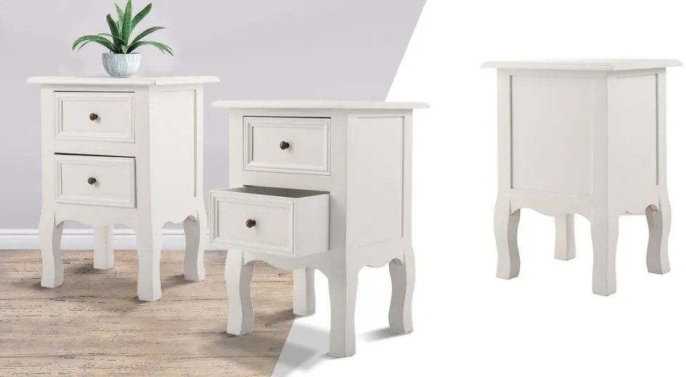 2 darabos éjjeliszekrény szett, fehér