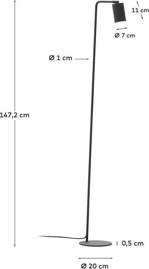 Fekete állólámpa (magasság 147 cm) Manie – Kave Home