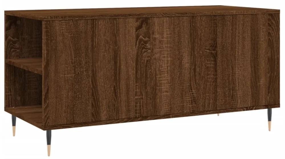 barna tölgyszínű szerelt fa dohányzóasztal 102 x 44,5 x 50 cm