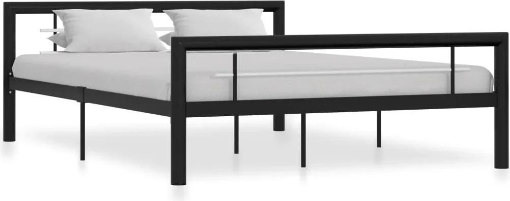 vidaXL fekete és fehér fém ágykeret 160 x 200 cm