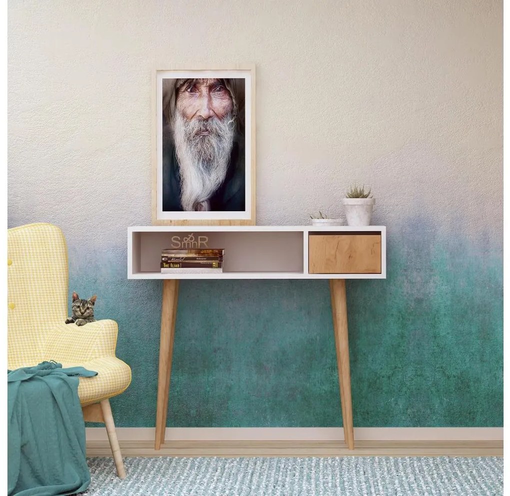 KIOGI konzolasztal 94x100 cm fehér/bézs