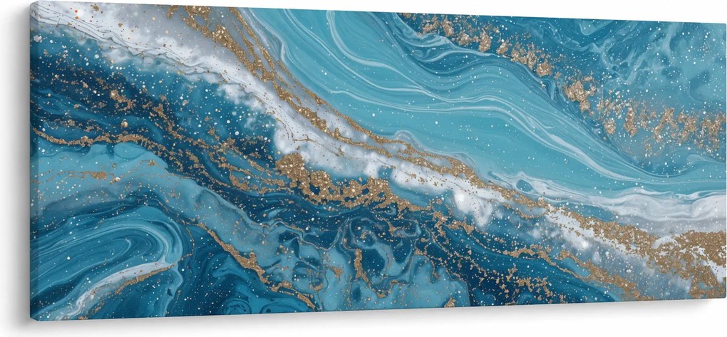 Kép - Világoskék márvány arannyal I. (120x50 cm)