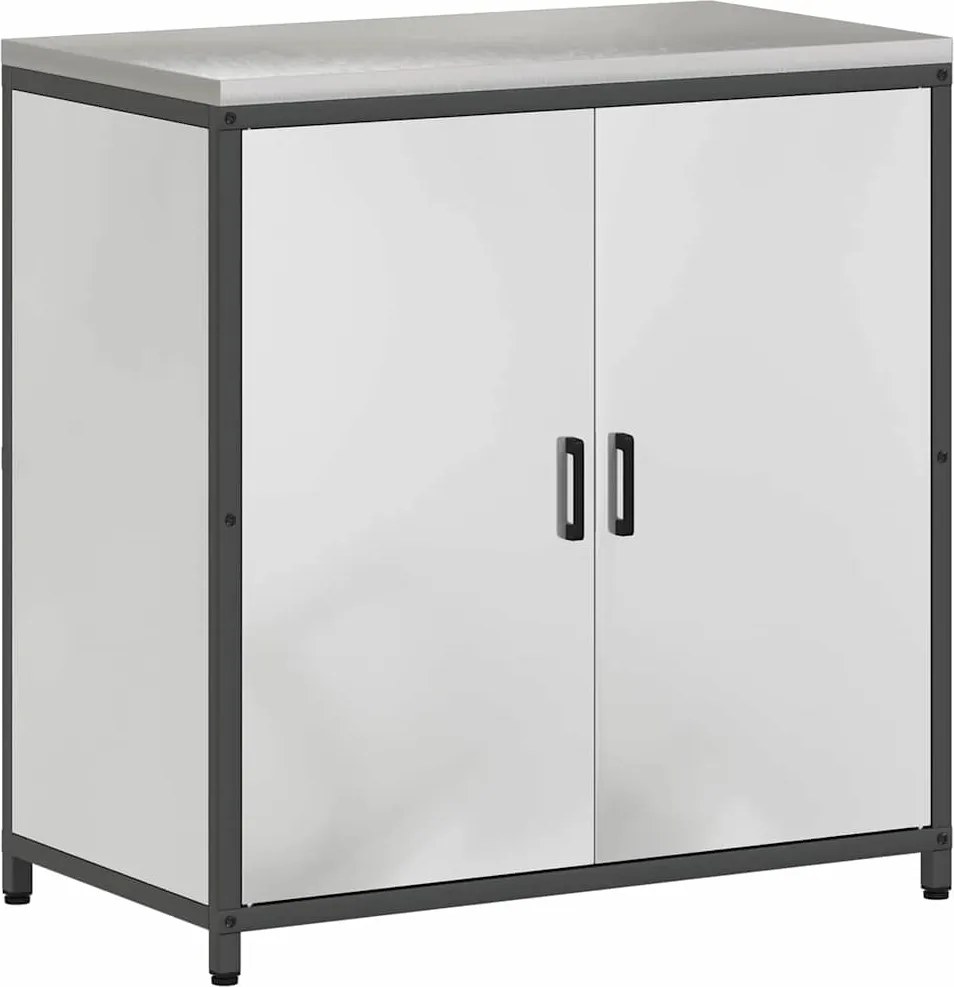 vidaXL Konyhai Tárolás polcokkal tárolóval Ezüst 60 x 50 x 92 cm Acél