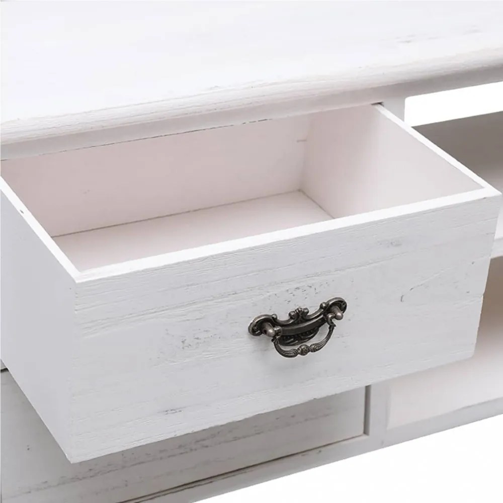 antik fehér tömör császárfa TV-szekrény 108 x 30 x 40 cm