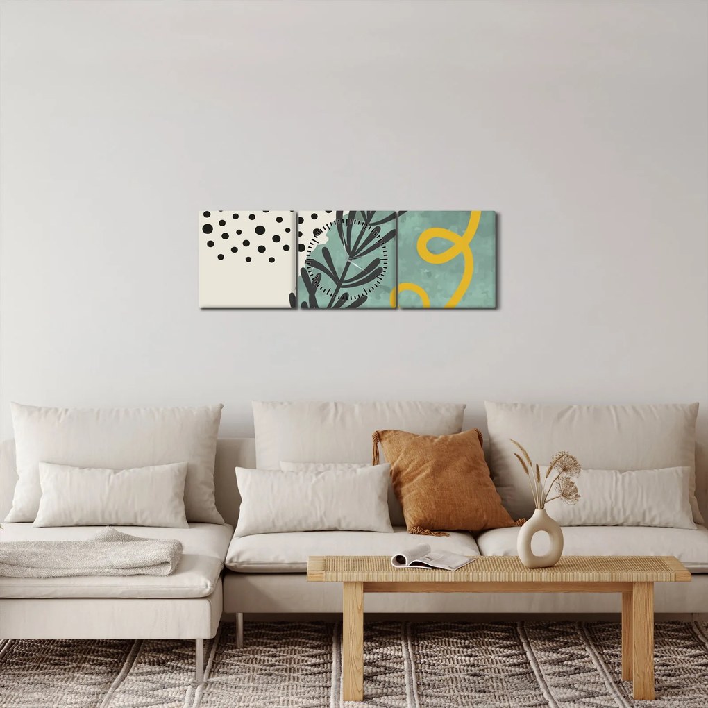 Kép - Absztrakt lapok N⁰1 (órával) (90x30 cm)
