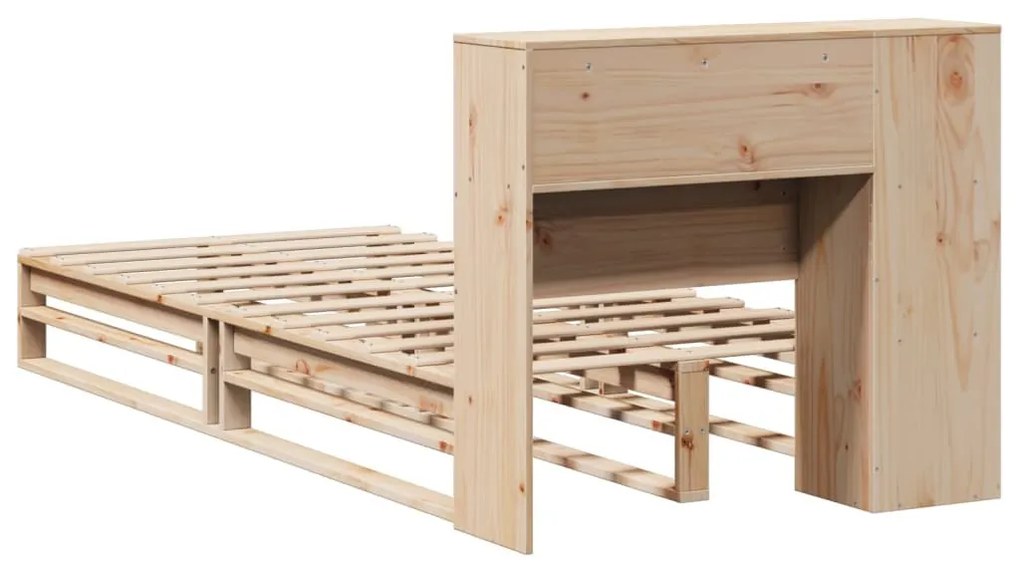 vidaXL tömör fa könyvespolcos ágy matrac nélkül 100 x 200 cm