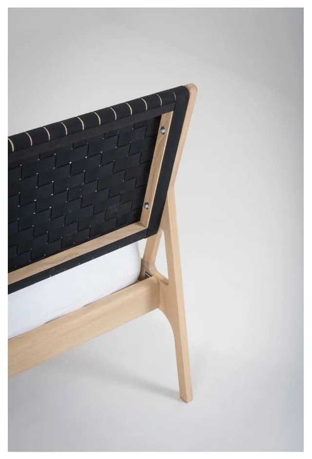 Fekete-natúr színű tölgyfa franciaágy 180x200 cm Fawn – Gazzda