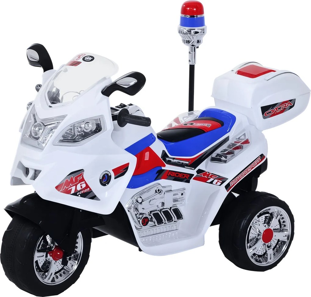 HOMCOM Elektromos Motorkerékpár Gyerekeknek 3-5 Éveseknek, Elektromos Játék Motorkerékpár 3 Kerekű, Zenével, 3 km/h Sebességgel, Fénnyel, 112×51×72.5