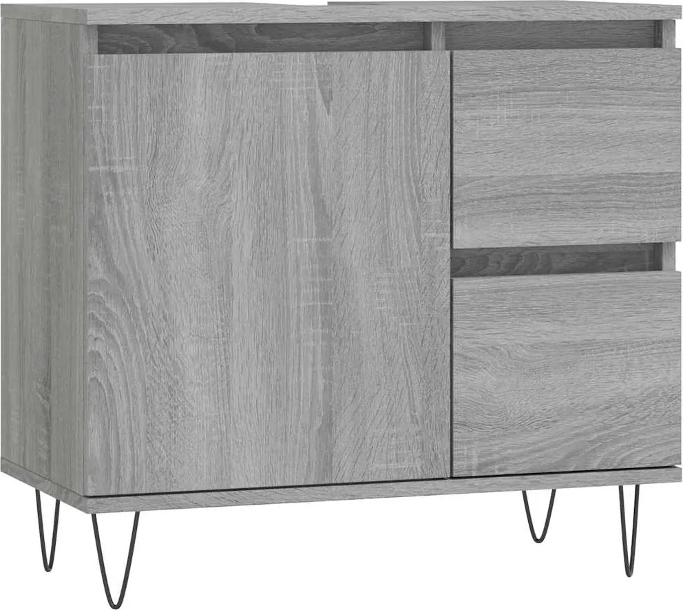 vidaXL szürke sonoma színű szerelt fa fürdőszobaszekrény 65x33x60 cm