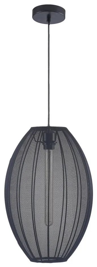 Csillár zsinóron KAREI 1xE27/20W/230V átm. 30 cm fekete