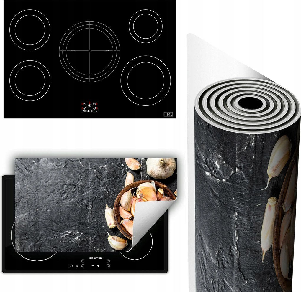 Vinil Tűzhelyvédő Szőnyeg Asztallap 90x52 pala fokhagyma