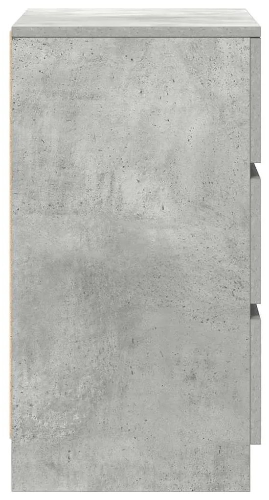 2 db betonszürke éjjeliszekrények 3 fiókkal 39x35x65 cm