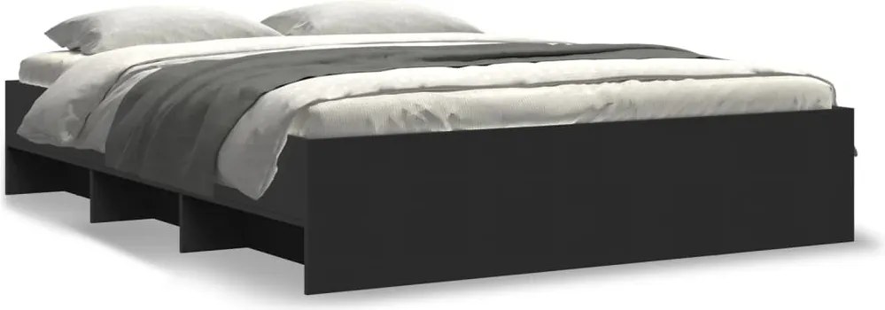 vidaXL fekete szerelt fa ágykeret 150 x 200 cm