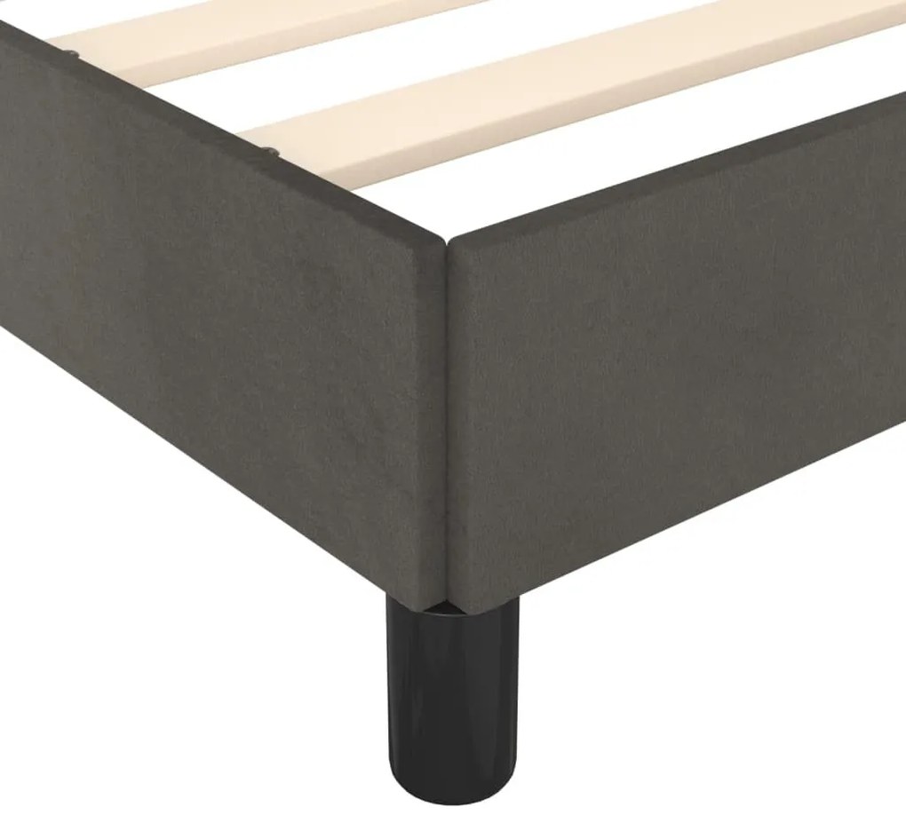 sötétszürke bársony ágykeret matrac nélkül 160 x 200 cm